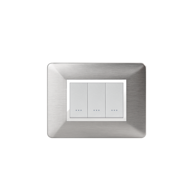 PLAQUE RECTANGULAIRE 3MODULES TITANIUM ALPHA