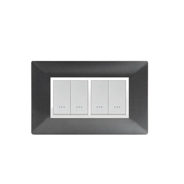 PLAQUE RECTANGULAIRE 4MODULES NOIR MÉTALLISÉ ALPHA