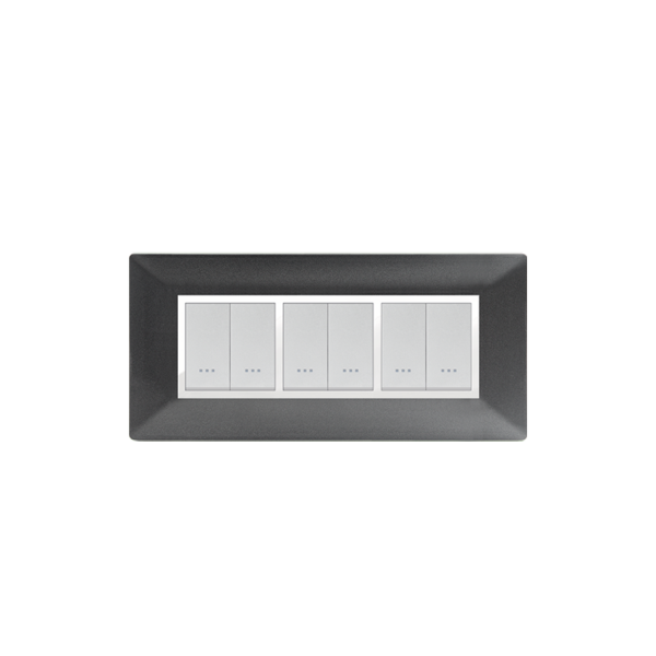 PLAQUE RECTANGULAIRE 6MODULES NOIR MÉTALLISÉ ALPHA