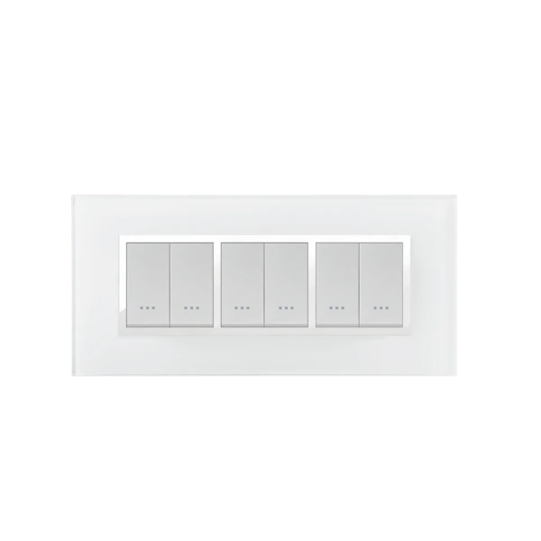 PLAQUE PRESTIGE EN VERRE BLANC 6MODULES ALPHA