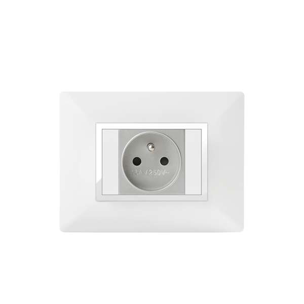 PLAQUE RECTANGULAIRE POUR PRISE  BLANC/CHROMÉ ALPHA