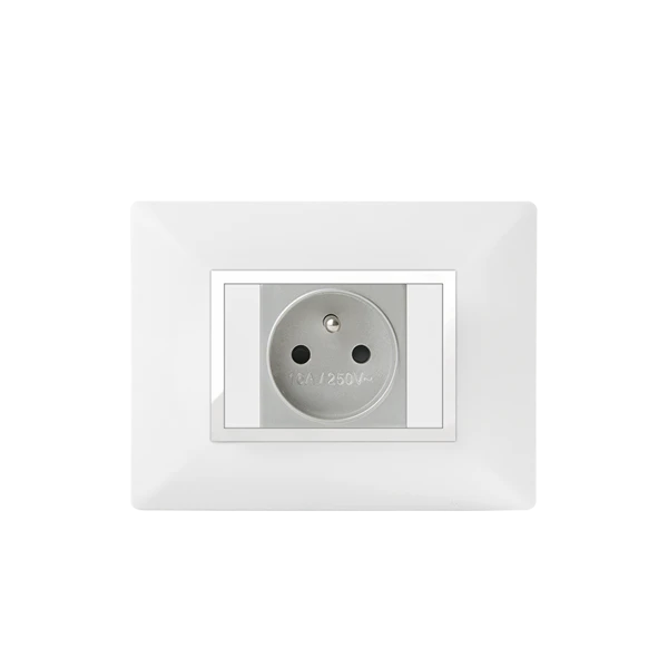 PLAQUE RECTANGULAIRE POUR PRISE BLANC/CHROMÉ ALPHA