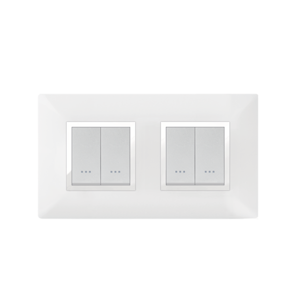 PLAQUE  CARRÉE 4MODULES (2+2)  BLANC/CHROMÉ ALPHA