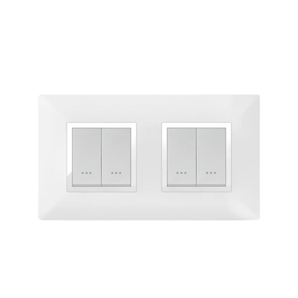 PLAQUE CARRÉE 4MODULES (2+2) BLANC/CHROMÉ ALPHA