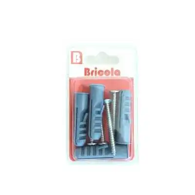 LOT DE 4 VIS TÔLE TÊTE FRAISÉE BOMBÉE 5.5*50MM AVEC CHEVILLE DE 12 BRICOLA BRICOLA - 1
