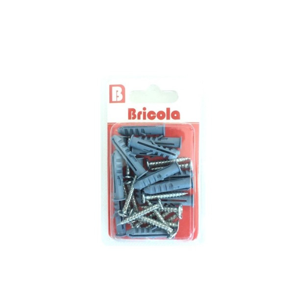 LOT DE 15 VIS TÔLE TÊTE FRAISÉE BOMBÉE PZ 3.9*28MM AVEC CHEVILLE DE 6  BRICOLA