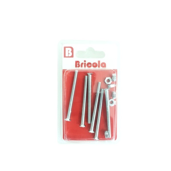 LOT DE 6  BOULON TETE FRAISÉE PLATE M4*50MM ACIER ZINGUE BRICOLA