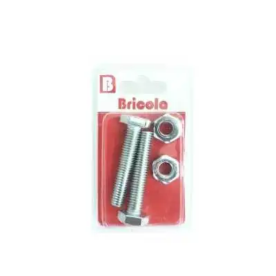 LOT DE 2 BOULONS HEXAGONAUX M10*50MM ACIER ZINGUE BRICOLA BRICOLA - 1