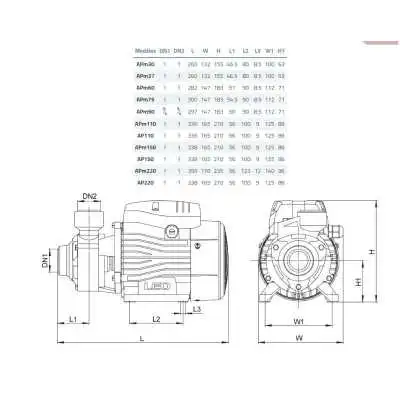 POMPE PÉRIPHÉRIQUE APM-37 MONOPHASÉ 0.5CV LEO LEO - 3