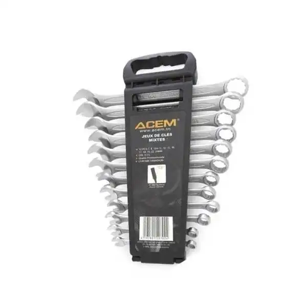 JEU DE 12 CLÉS MIXTES PROFESSIONNELLE 7-24MM SUR ÉTUI PORTATIF ACEM