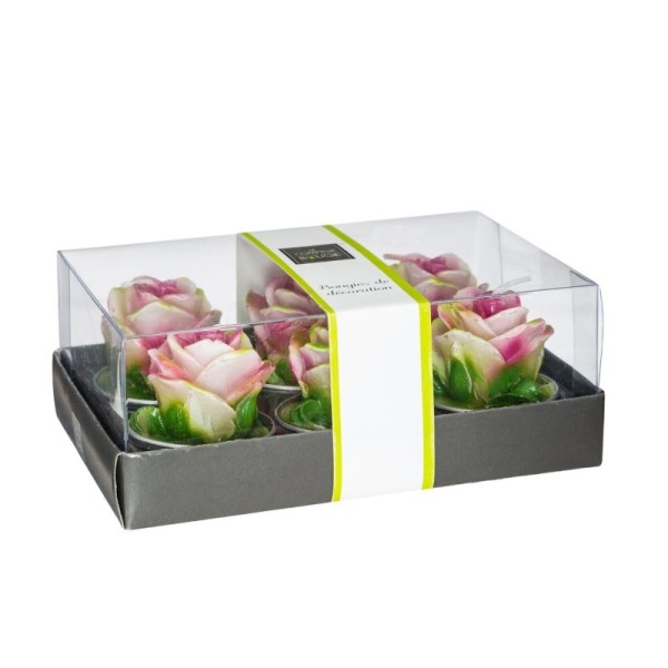 LOT DE 6 BOUGIES ROSES ATMOSPHERA
