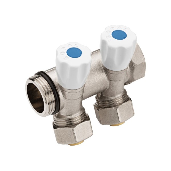 COLLECTEUR INCLINÉ 2 VANNES 26/34 E36 PEX16 BLEU SOPAL