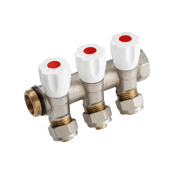 COLLECTEUR INCLINÉ 3 VANNES 20/27 E36 PEX16 ROUGE SOPAL