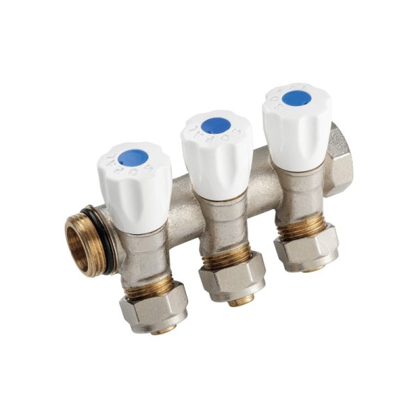 COLLECTEUR INCLINÉ 3 VANNES 26/34 E36 PEX16 BLEU SOPAL