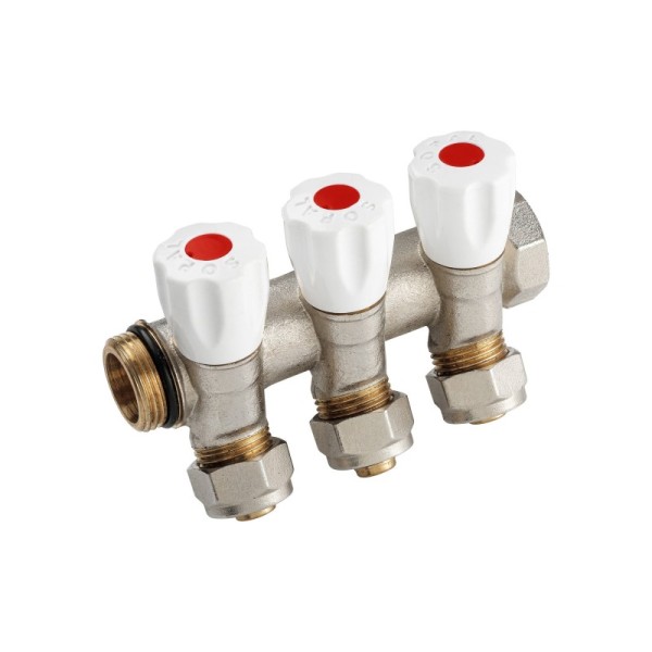 COLLECTEUR INCLINÉ 3 VANNES 26/34 E36 PEX16 ROUGE SOPAL