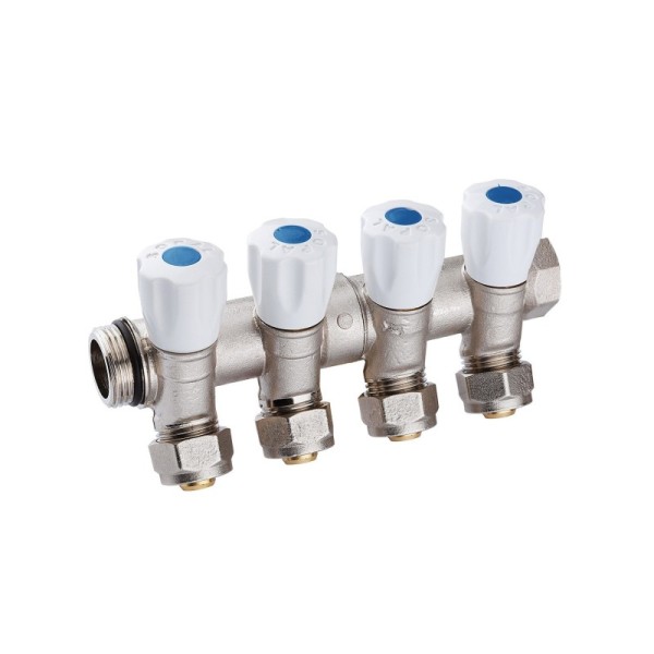 COLLECTEUR INCLINÉ 4 VANNES 20/27 E36 PEX16 BLEU SOPAL