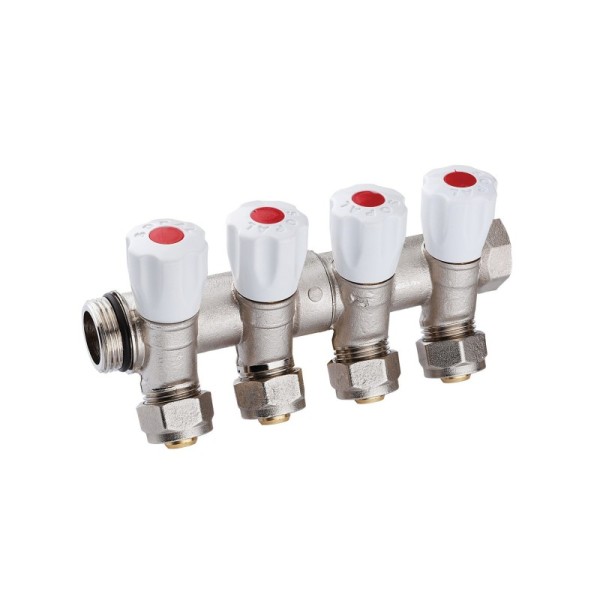 COLLECTEUR INCLINÉ 4 VANNES 26/34 E36 PEX16 ROUGE SOPAL