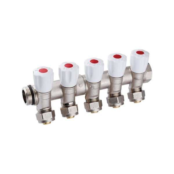 COLLECTEUR INCLINÉ 5 VANNES 26/34 E36 PEX16 ROUGE SOPAL