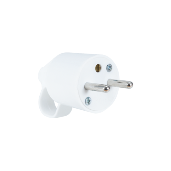 FICHE MALE 2 POLES+TERRE 16A A ANNEAU BLANCHE STIEL