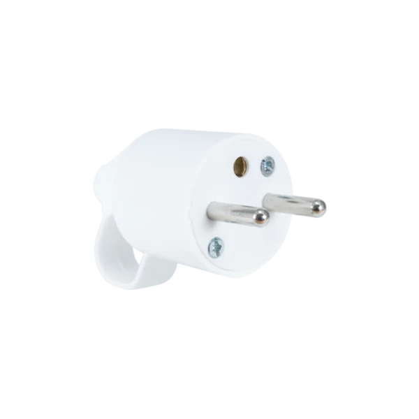 FICHE MALE 2 POLES+TERRE 16A A ANNEAU BLANCHE STIEL