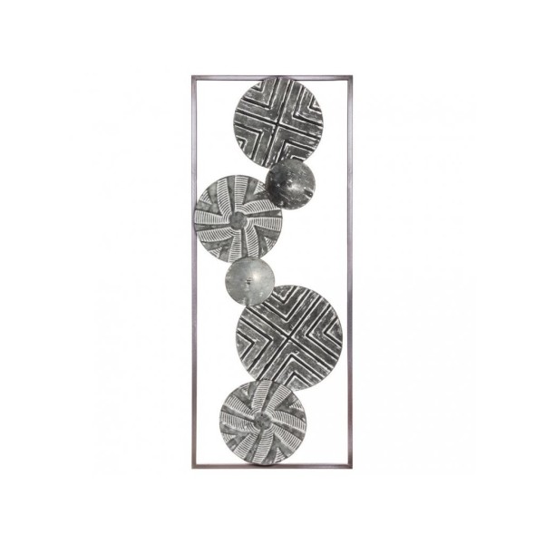 DÉCORATION MURALE ETHNIQUE EN MÉTAL GRIS 25X61CM ATMOSPHERA