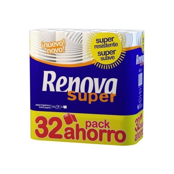 LOT DE 32 ROULEAUX PAPIER HYGIÉNIQUE RENOVA SUPER