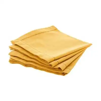 LOT DE 4 SERVIETTES DE TABLE COTON JAUNE ATMOSPHERA ATMOSPHERA - 1