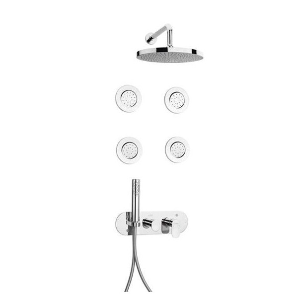 KIT MITIGEUR DE DOUCHE ENCASTRÉ AVEC HYDROMASSAGE 4 BUSES CYLINDRIQUES SFAX SOPAL