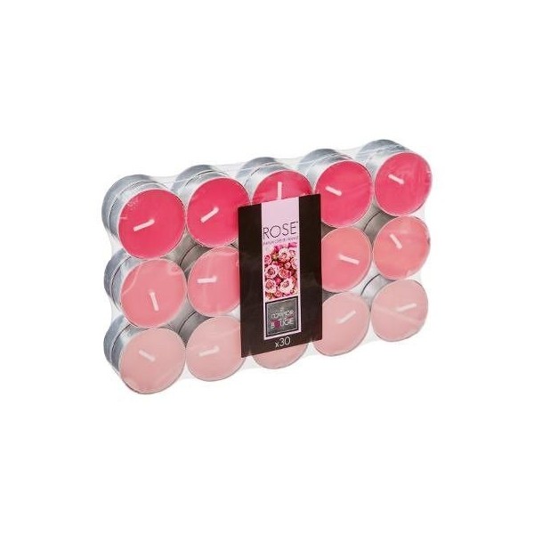 LOT DE 30 BOUGIES PARFUMÉES ROSE ATMOSPHERA
