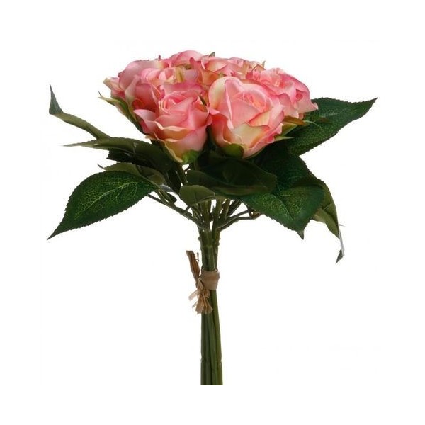BOUQUET ARTIFICIEL DE FLEURS ROSE H24CM ATMOSPHERA