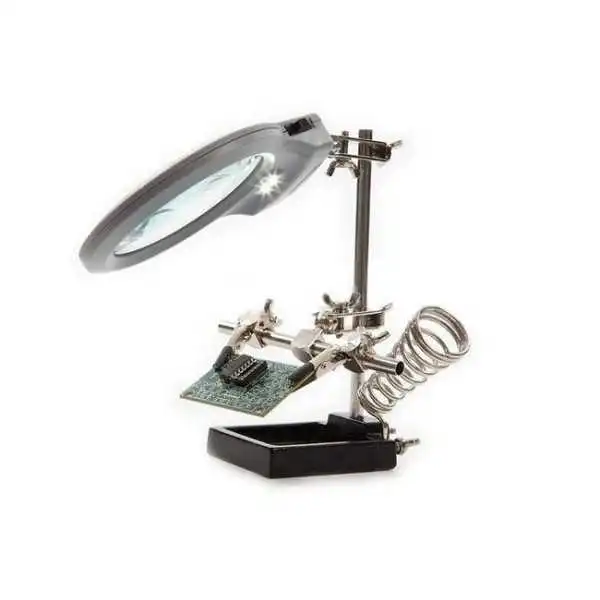 SUPPORT FER À SOUDER AVEC LOUPE ET 2 LAMPES LED VELLEMAN