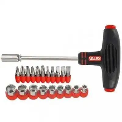 KIT 22 PIÈCES CLÉ À DOUILLE EN T AVEC EMBOUT VALEX VALEX - 1