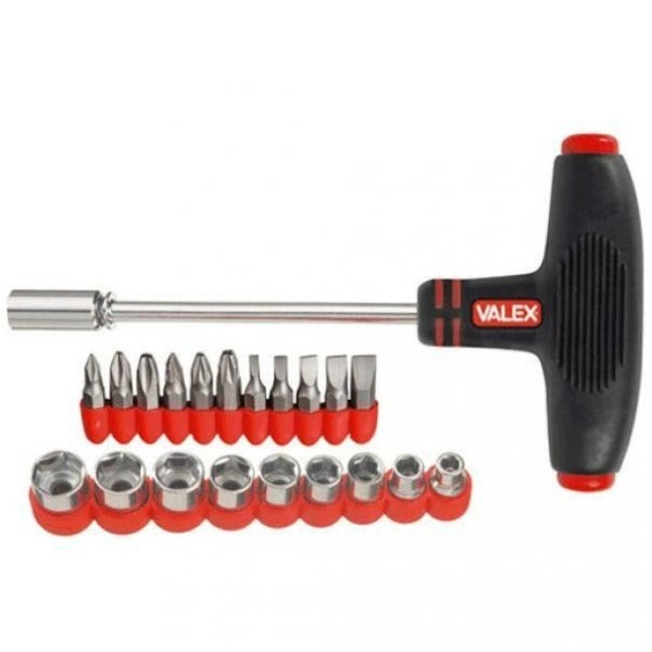 KIT 22 PIÈCES CLÉ À DOUILLE EN T AVEC EMBOUT VALEX
