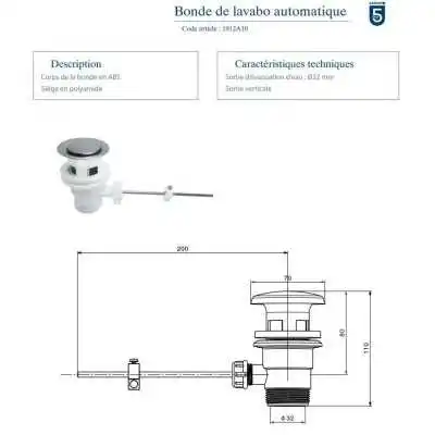 BONDE DE LAVABO AUTOMATIQUE 32 SOPAL SOPAL - 2