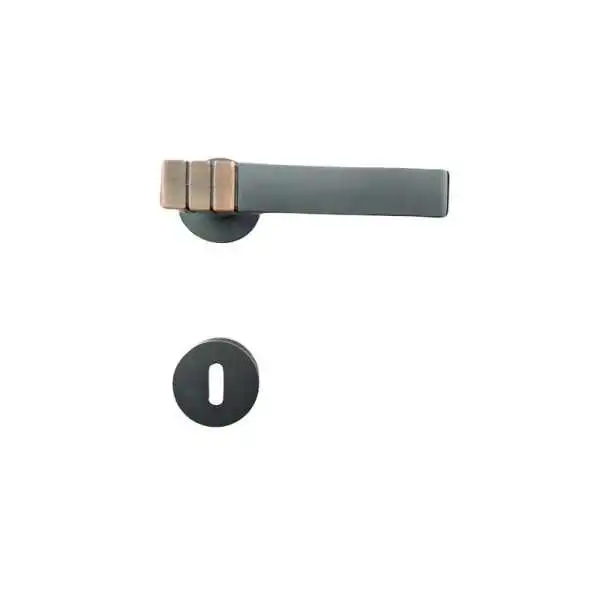 POIGNEE DE PORTE AVEC ROSACE TROU DE CLE CUIVRE-GRIS DELIA