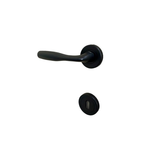 POIGNÉE DE PORTE AVEC ROSACE PETIT TROU NOIR MAT SICURO