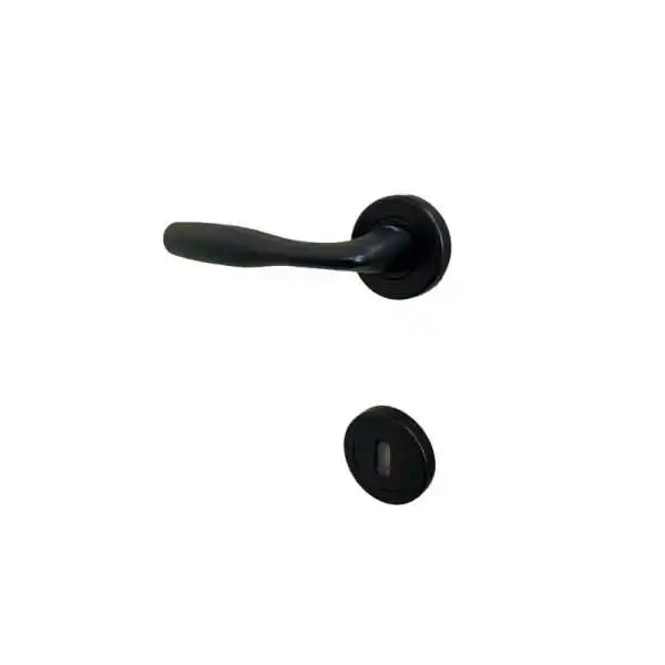 POIGNÉE DE PORTE AVEC ROSACE PETIT TROU NOIR MAT SICURO