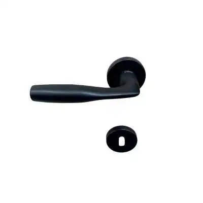 POIGNÉE DE PORTE AVEC ROSACE PETIT TROU NOIR MAT SICURO  - 2