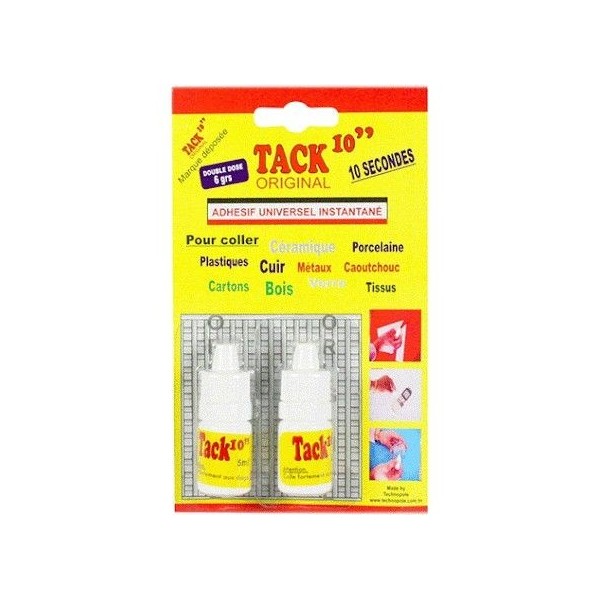 LOT DE 2 TUBES COLLE UNIVERSEL INSTANTANÉ 6GR TACK10
