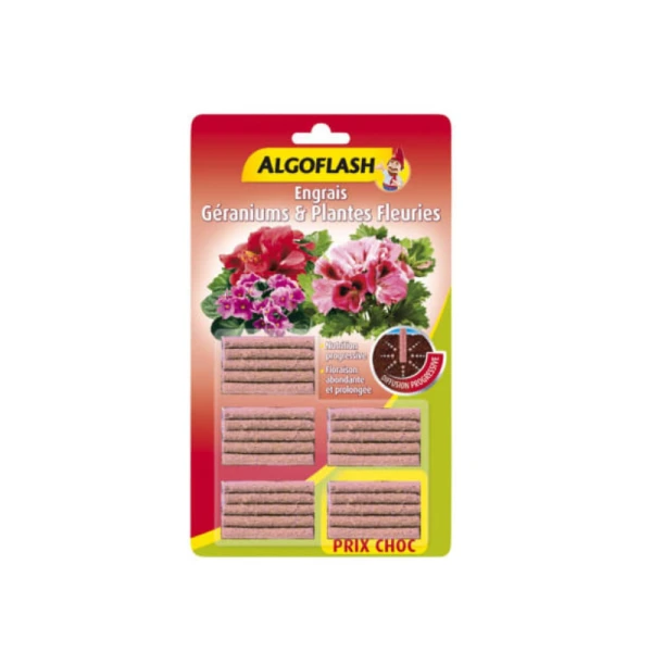 25 BÂTONNETS ENGRAIS GÉRANIUMS & PLANTES FLEURIES ALGOFLASH
