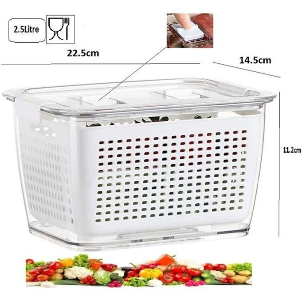 BOÎTE DE CONSERVATION ALIMENTAIRE AVEC ÉGOUTTOIR 2.5L LOSSA