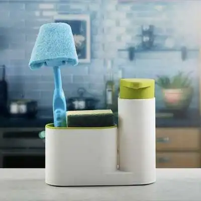 DISTRIBUTEUR DE SAVON AVEC PORTE ÉPONGE - 1