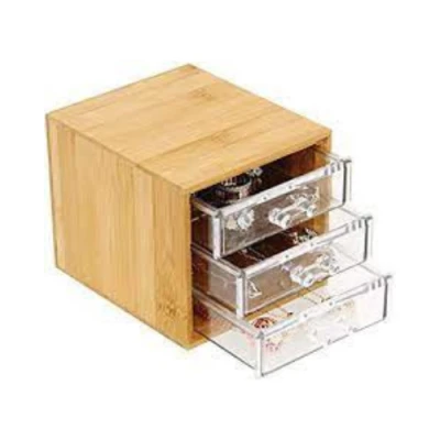 BOITE DE RANGEMENT EN BAMBOU AVEC 3 TIROIRS BERILO  - 1