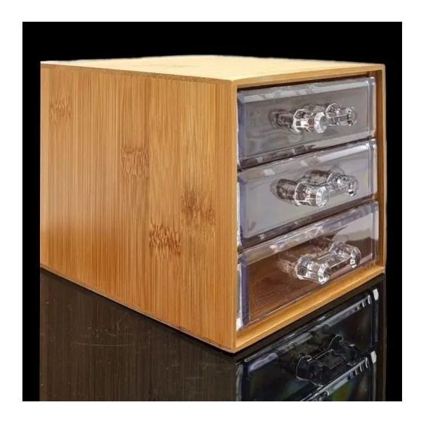 BOITE DE RANGEMENT EN BAMBOU AVEC 3 TIROIRS BERILO