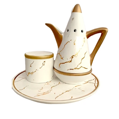 ENCENSOIR BLANC EN RÉSINE AVEC PLATEAU 3 EN 1 - 1