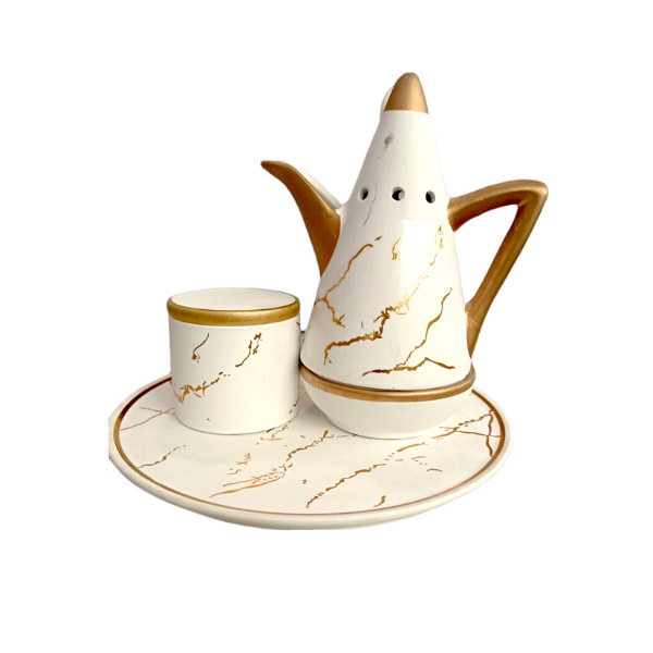 ENCENSOIR BLANC EN RÉSINE AVEC PLATEAU 3 EN 1