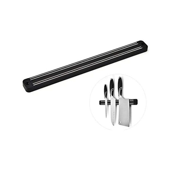 Barre magnétique noire Porte-outils mural 30 cm Aimant couteaux Rangement  outils