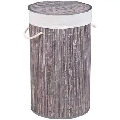 PANIER À LINGE BAMBOO ROND GRIS WENKO - 1