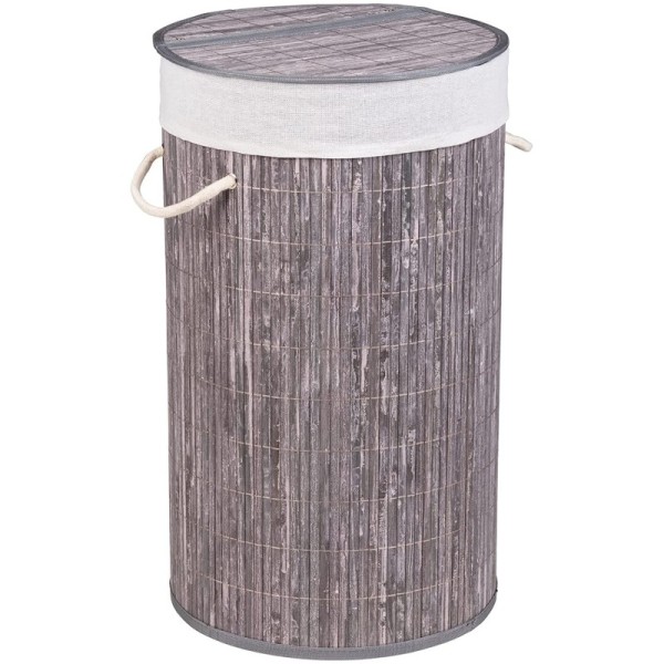 PANIER À LINGE BAMBOO ROND GRIS WENKO
