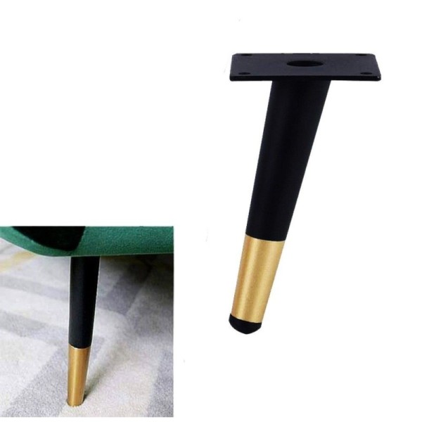 PIED DE MEUBLE FORME CONIQUE NOIR/DORÉ H20CM